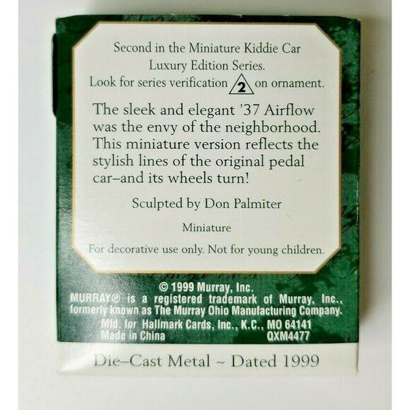 1999 Hallmark 1937 Steelcraft Airflow Miniature-Kiddie Car Ornament U120 4477 - Picture 6 of 6